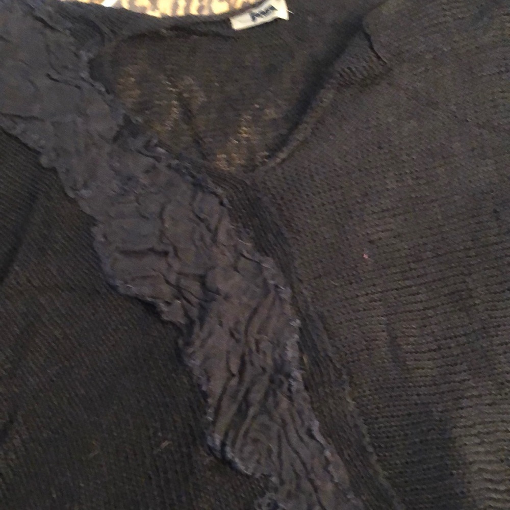 Black XL sleeveless asymmetrical knit top, hard to explain slightly distressed